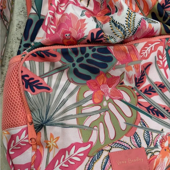NWOT Vera Bradley Lunch Box and Draw String Backpack SET in Coral Pink Tropical main image 12